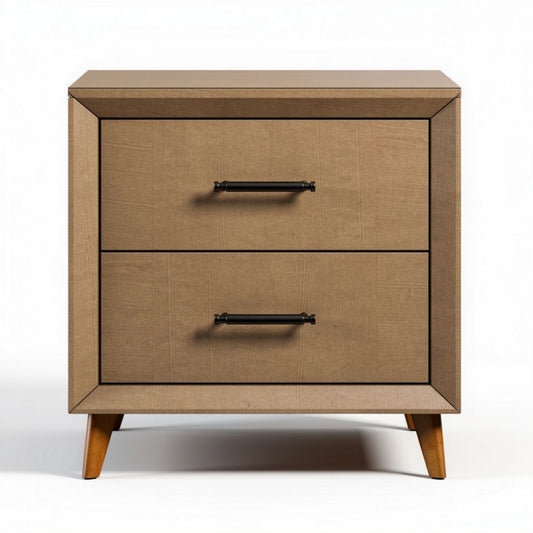 Table de chevet en bois avec deux tiroirs couleur beige dimensions 60 x 40 x 50cm