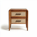 Table de chevet en bois avec tiroirs en rotin 50 x 40 x 60 cm