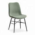 Chaise en tissu bouclette verte avec pieds en métal noir 45 x 50 x 90cm