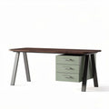 Bureau en bois foncé avec tiroirs en vert dimensions 120 x 60 x 75cm