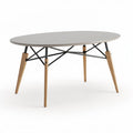 Table ovale en bois et métal avec pieds en hêtre et dimensions 150 x 80 x 75cm