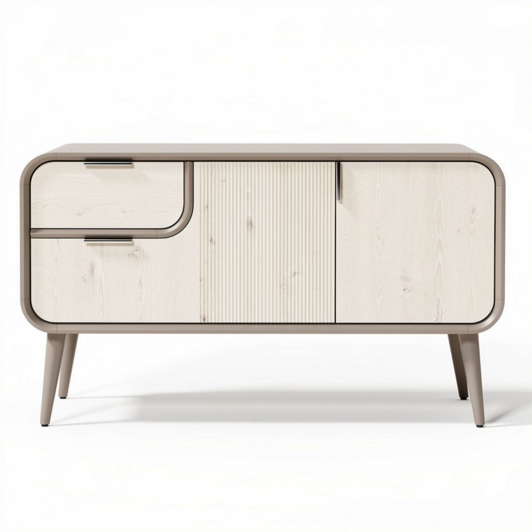 Meuble de rangement moderne en bois naturel avec portes coulissantes 150 x 45 x 80cm