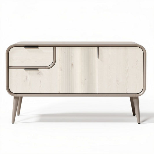Meuble de rangement moderne en bois naturel avec portes coulissantes 150 x 45 x 80cm