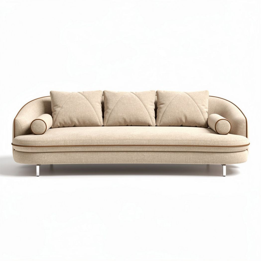Canapé en tissu beige 200 x 90 x 85 cm avec coussins décoratifs almohades
