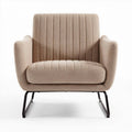 Fauteuil en tissu beige avec accoudoirs et structure en métal 80 x 80 x 85cm