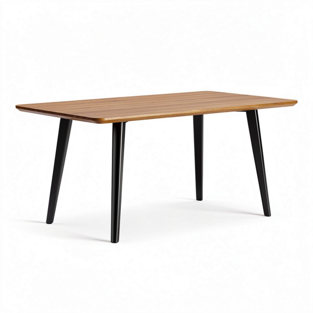 Table à manger en bois avec pieds en métal noir 150 x 75 x 75cm