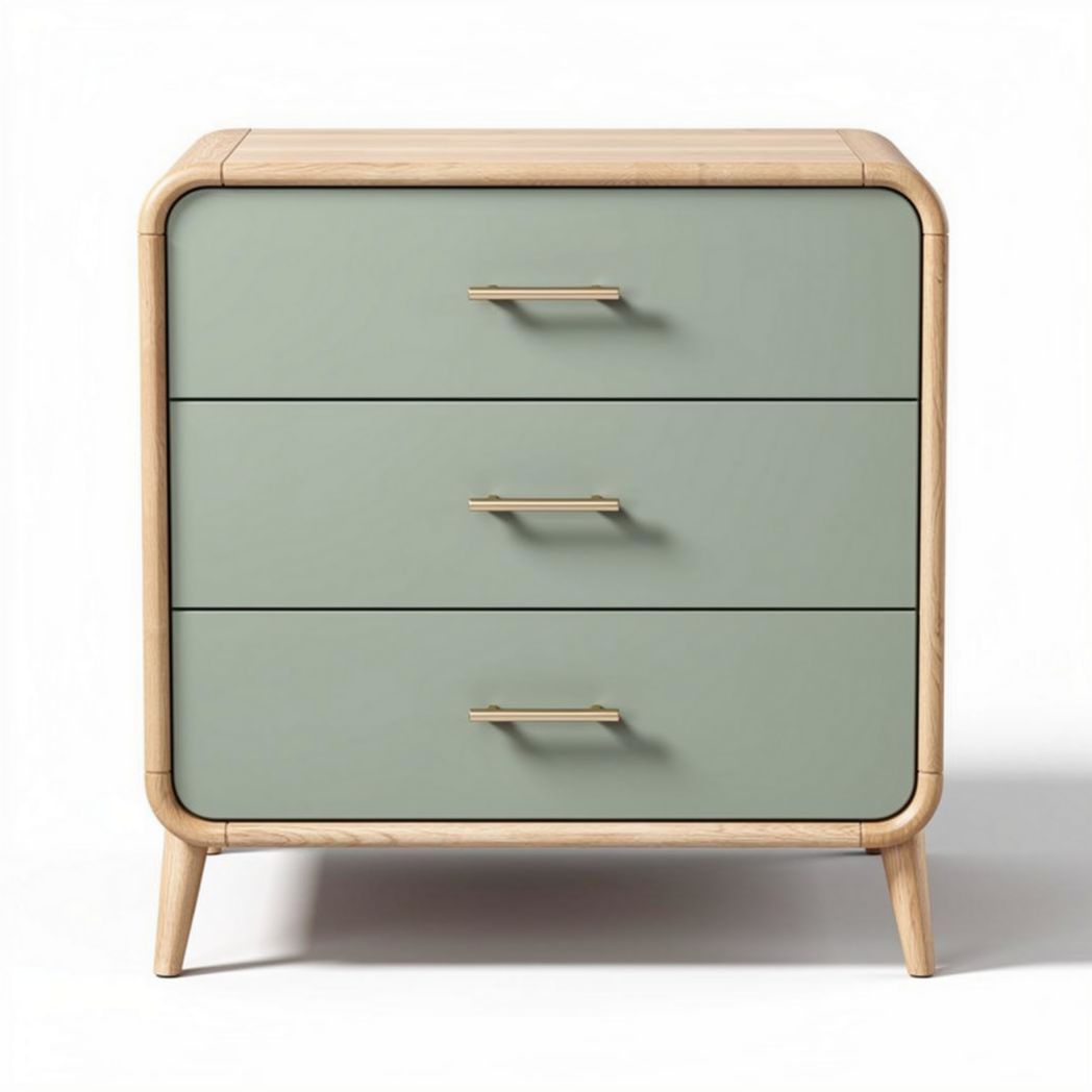 Commode en bois avec trois tiroirs couleur verte 50 x 40 x 70cm